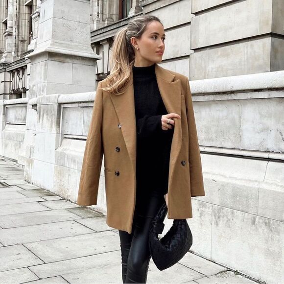 Mango Double Breasted 80% Wool Blend Jacket Blazer Coat - Picture 9 of 16